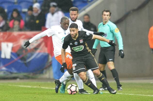 Fußball, Coupe de France, Olympique Lyon - Montpellier HSC Nabil Fekir (lyon) vs Jerome Roussillon (montpellier) FOOTBALL : Olympique Lyon vs Montpellier HSC - Coupe de France - 32e de finale - 08 01 2017 FredericChambert Panoramic 