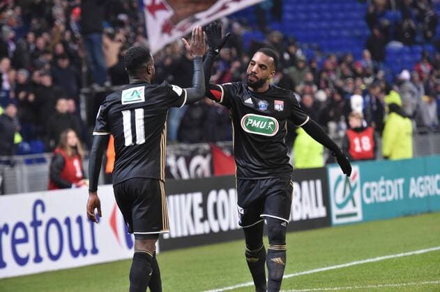 Fußball, Coupe de France, Olympique Lyon - Montpellier HSC Jubel Maxwel Cornet et Alexandre Lacazette (lyon) FOOTBALL : Lyon vs Montpellier - Coupe de France - - 08 01 2017 FredericChambert 