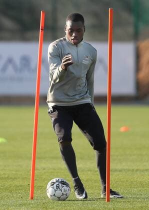 Oostende s Landry Nany Dimata pictured in action during the winter training camp of Belgian first division soccer team KV Oostende in Algorfa, Spain, Monday 09 January 2017. VIRGINIExLEFOUR  x05019749x