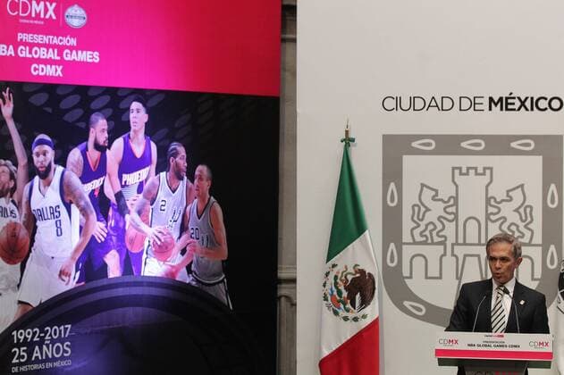 Mexico City s Mayor Miguel Angel Mancera speaks during a press conference PK Pressekonferenz to present the NBA Basketball Herren USA regular games that will be played in Mexico, in Mexico City, 10 January 2017. EFE Alex Cruz THE NBA PRESENTS NBA GAMES IN MEXICO !ACHTUNG: NUR REDAKTIONELLE NUTZUNG!  MEX010 20170110-636196824745451098