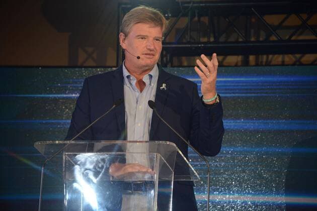 The 2017 BMW SA Open Championship gala dinner KEMPTON PARK, SOUTH AFRICA - JANUARY 10: South African golfer Ernie Els addresses the audience during the 2017 BMW SA Open Championship gala dinner at Emperors Palace on January 10, 2017 in Kempton Park, South Africa. The BMW SA Open hosted by City of Ekurhuleni, which starts on January 12, 2017 will be held at the picturesque Glendower Golf Club, with Rory McIlroy, Ernie Els, Brandon Stone and Andy Sullivan in the field. ( Gallo0108219