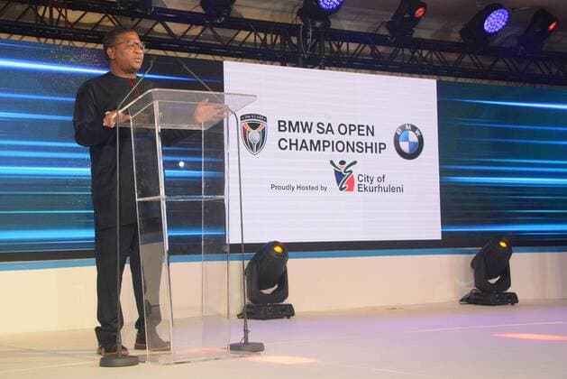 The 2017 BMW SA Open Championship gala dinner KEMPTON PARK, SOUTH AFRICA - JANUARY 10: and Recreation Minister Fikile Mbalula addresses the audience during the 2017 BMW SA Open Championship gala dinner at Emperors Palace on January 10, 2017 in Kempton Park, South Africa. The BMW SA Open hosted by City of Ekurhuleni, which starts on January 12, 2017 will be held at the picturesque Glendower Golf Club, with Rory McIlroy, Ernie Els, Brandon Stone and Andy Sullivan in the field. ( Gallo0108227