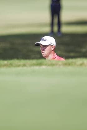 January 12, 2017 - Honolulu, Hawaii: Justin Thomas watches his ball from the bunker during the first round of the Sony Open at Waialae Country Club in Honolulu, Hawaii. PGA Golf Herren Golf 2017: Sony Open JAN12 - ZUMAc04_ 20170112_zaf_c04_091