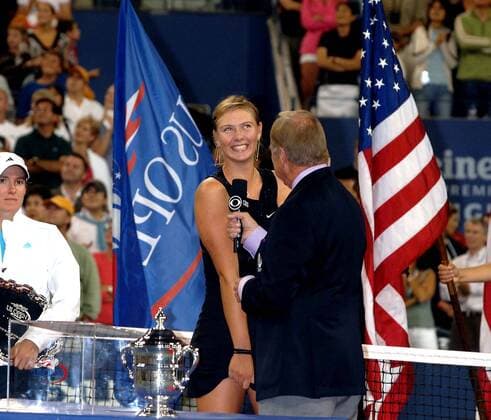 Sept. 10, 2006 - New York, New York, USA - K49638AR.Maria Sharapova wins US Open women s final against Justine Henin-Hardenne on september 9, 2006.THE MATCH POINT AND VICTORY. ANDREA RENAULT- 2006. SHARAPOVA WIN AR - ZUMAg49_ 76280439st