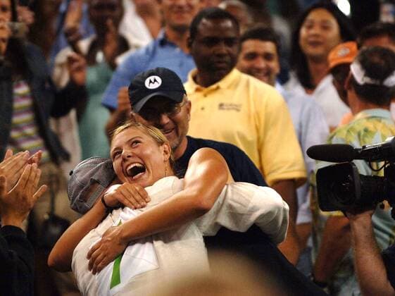 Sept. 10, 2006 - New York, New York, USA - K49638AR.Maria Sharapova wins US Open women s final against Justine Henin-Hardenne on september 9, 2006.THE MATCH POINT AND VICTORY. ANDREA RENAULT- 2006. SHARAPOVA WIN AR - ZUMAg49_ 76280495st