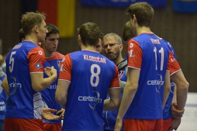 18.01.2017, xtkx, Volleyball CEV Cup, United Volleys - OK Mladost Brcko, emspor, v.l. Lukas Bauer (United Volleys) , Jan Klobucar (United Volleys) , Michael Warm (United Volleys) , Tobias Krick (United Volleys) , Rüsselsheim