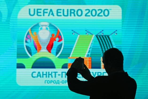 ST PETERBURG, RUSSIA - JANUARY 19, 2017: The launch of the logo for St Petersburg, one of 13 cities to host 2020 UEFA European Football Championship matches. Alexander Demianchuk TASS  TS03E5A5
