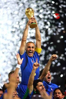 July 9, 2006 - Olympiastadion, BERLIN, GERMANY - Fabio Cannavaro lifts world cup...ITALY V FRANCE..Fabio Cannavaro.ITALY V FRANCE.OLYMPIC STADIUM, BERLIN GERMANY 07-09-2006.K48556. - PHOTOS ITALY VS FRANCE ALL - ZUMAg49_ 76421928st