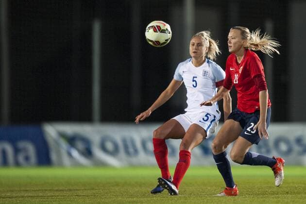 January 22, 2017 - San Pedro Del Pinatar, Murcia, Spain - Steph Houghton (England) Karina Saevik (Norway) during the preseason friendly match between national women s England vs. Norway in Pinatar Arena, San Pedro del Pinatar, Murcia, SPAIN. 22th of January 2017. England v Norway - Friendly match  - ZUMAn230 20170122_zaa_n230_618