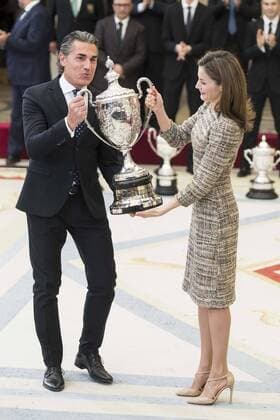 Sergio Scariolo and Queen Letizia attends to the National Sports Awards 2015 at El Pardo Palace in Madrid, Spain. January 23, 2017.  (76484576)