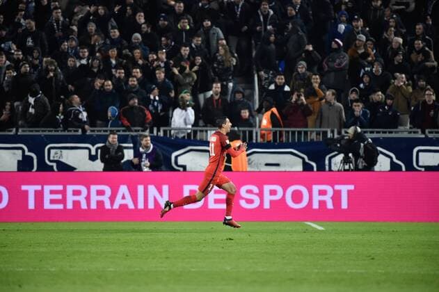 Torjubel Angel Di Maria (psg) FOOTBALL : Girondins Bordeaux vs Paris St. Germain PSG - Halbfinale, Coupe de la Ligue - Bordeaux - 24 01 2017 ThierryBreton Panoramic 