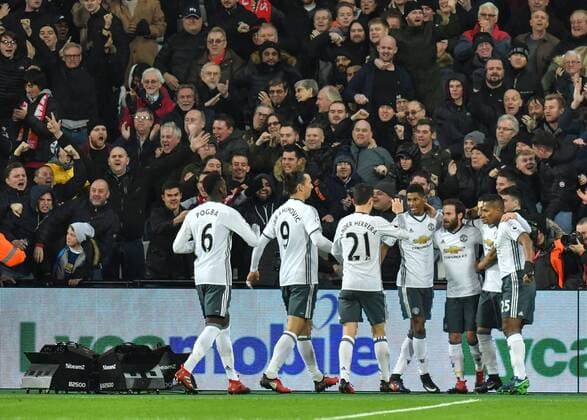 Juan Mata of Manchester United ManU celebrates scoring the opening goal during the Premier League match between West Ham United and Manchester United at the London Stadium, Queen Elizabeth Olympic Park , Stratford, England on 2 January 2017. Copyright: xVincexxMignottx 13590023