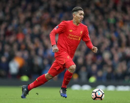 Roberto Firmino of Liverpool in action during the English FA Cup fourth round match at Anfield Stadium, Liverpool Picture date: January 28th, 2017. Pic Simon Bellis Sportimage EDITORIAL USE ONLY. No use with unauthorised audio, video, data, fixture lists, club league logos or live services. Online in-match use limited to 120 images, no video emulation. No use in betting, games or single club league player publications.