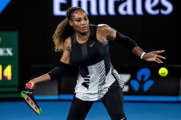 MELBOURNE, VIC - JANUARY 28: Serena Williams of the United States of America returns the ball during the Womens Singles Final of the 2017 Australian Open on January 28, 2017, at Melbourne Park Tennis Centre in Melbourne, Australia.(Photo by Jason Heidrich Icon Sportswire) TENNIS: JAN 28 Australian Open Icon170128164 EDITORIAL USE ONLY