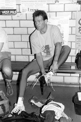 Pressetraining Henry Maske (Deutschland) 1994 in Dortmund