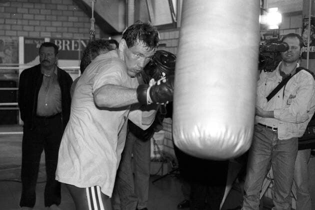Pressetraining Henry Maske (Deutschland) 1994 in Dortmund