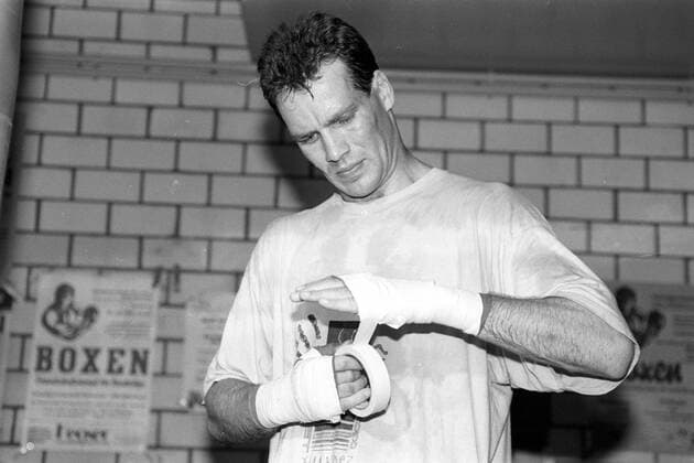 Pressetraining Henry Maske (Deutschland) 1994 in Dortmund