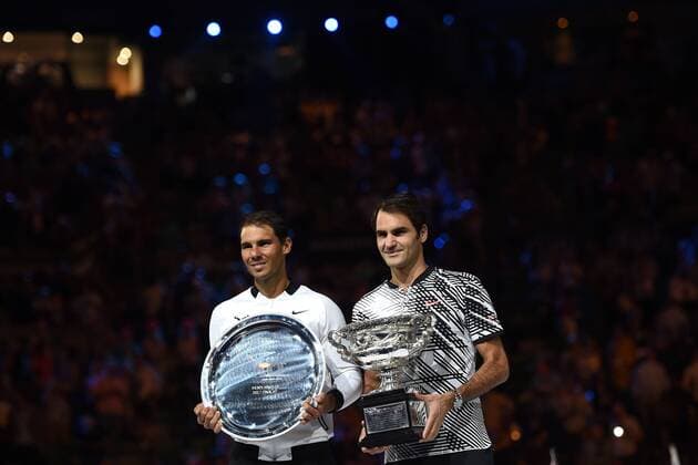 Roger Federer (SUI) Rafael Nadal (ESP) TENNIS : Australian Open 2016 - 29 01 2017 VirginieBouyer Panoramic 