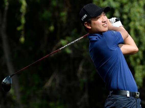(170129) -- DOHA, Jan. 28, 2017 -- Wang Jeunghun of South Korea hits his tee shot at the 9th hole during the third day match at Qatar Masters at the Doha Golf Club in Doha, capital of Qatar, on January 28, 2017. ) (SP)QATAR-DOHA-GOLF-QATAR MASTERS-DAY 3 Nikku 