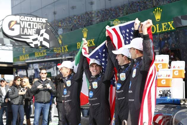 January 29, 2017 - Daytona Beach, Florida, United States of America - January 29, 2017 - Daytona Beach, Florida, USA: Jeff Gordon poses for pictures in Victory Lane with his teammates after winning the Rolex 24 At Daytona at Daytona International Speedway in Daytona Beach, Florida. IMSA 2017: IMSA WeatherTech SportsCar Championship Rolex 24 At Daytona January 29 - ZUMAa161 20170129_zaa_a161_094 Copyright: xJustinxR.xNoexAspxIncx