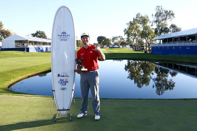 PGA Tour, Jon Rahm gewinnt Farmers Insurance Open January 29, 2017 - San Diego, California, United States - Jon Rahm holds the trophy after he wins the Farmers Insurance Open at Torrey Pines GC. PGA Golf Herren 2017 - Farmers Insurance Open - Final Round - ZUMAw109 20170129_zap_w109_047 Copyright: xDebbyxWongx