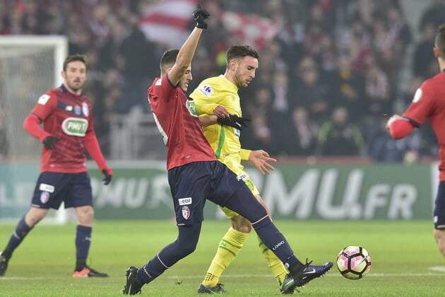Yassine Benzia (Losc) vs Thomasson Adrien (Nantes) - Fussball Frankreich, Coupe de France, Lille OSC vs. FC Nantes - 31 01 2017 JBAutissier Panoramic 