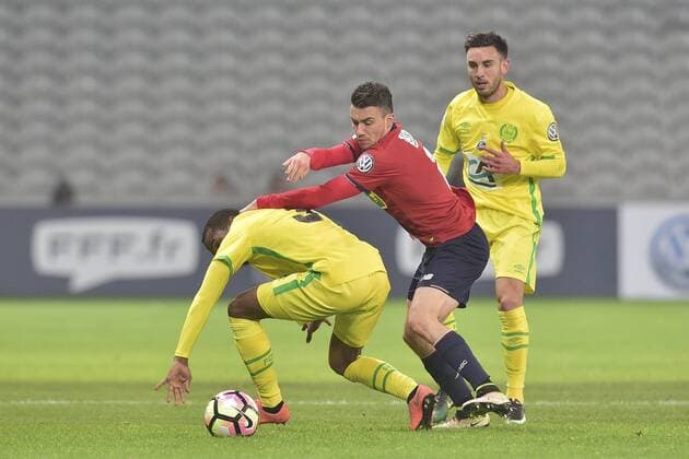 CORCHIA Sebastien (Losc) vs Wilfried Moimbe (Nantes) - Fussball Frankreich, Coupe de France, Lille OSC vs. FC Nantes - 31 01 2017 JBAutissier Panoramic 