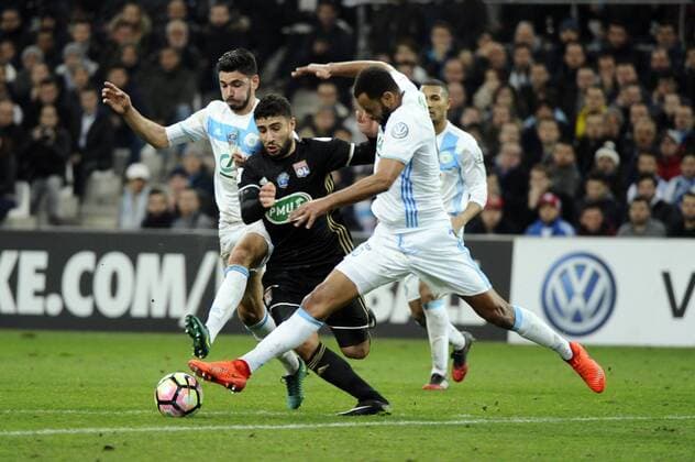 Sanson (OM) - Fekir (ol) - Rolando (OM) - Fussball Frankreich, Coupe de France, Olympique Marseille vs. Olympique Lyon - 31 01 2017 FranckPennant Panoramic 