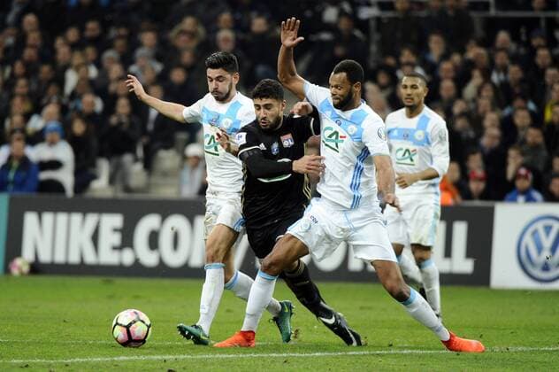 Sanson (OM) - Fekir (ol) - Rolando (OM) - Fussball Frankreich, Coupe de France, Olympique Marseille vs. Olympique Lyon - 31 01 2017 FranckPennant Panoramic 