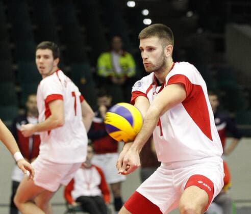 Deutschland - Rüsselsheim am Main - 31.01.2017 Volleyball - Hessen - CEV Champions League - Herren Saison 2016 2017 United Volleys Rheinmain (blau) - Crvena Zvezda BEOGRAD (ws) v.l. Aleksandar Skrbic (BEOGRAD 1) United Volleys Rheinmain - Crvena Zvezda BEOGRAD