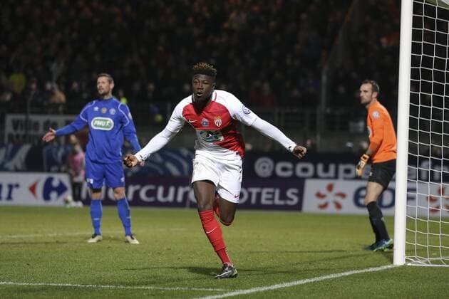 Fußball, Coupe de France, Chambly - AS Monaco Kevin Ndoram (Monaco) - Fussball Frankreich, Coupe de France, FC Chambly vs. AS Monaco - 01 02 2017 GwendolineLeGoff Panoramic 