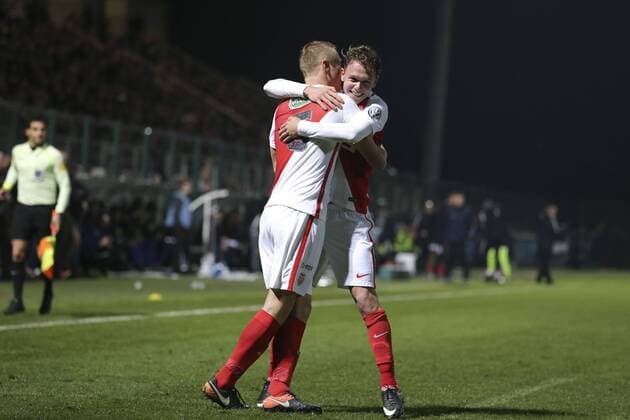 Fußball, Coupe de France, Chambly - AS Monaco Kamil Glik (Monaco), Irvin Cardona (Monaco) - Fussball Frankreich, Coupe de France, FC Chambly vs. AS Monaco - 01 02 2017 GwendolineLeGoff Panoramic 