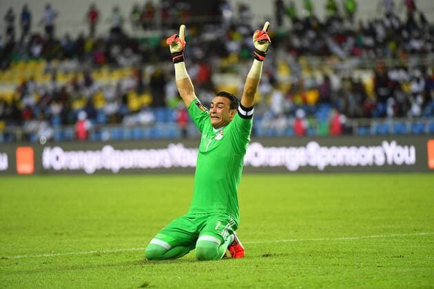 Essam El Hadary ( ÄGYPTEN ) Jubel Fussball Nationalteam Afrikacup Afrika Cup : Burkina Faso vs Ägypten - Halbfinale - CAN 2017 - Libreville - 01 02 2017 Panoramic Panoramic 
