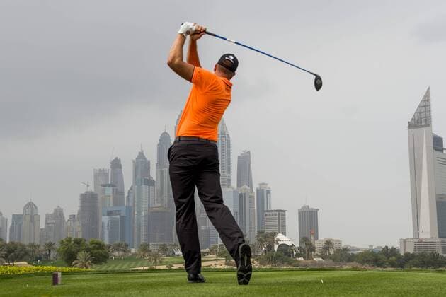 170202 Henrik Stenson, (SWE) - Abschlag - Tag 1 - Dubai Dessert Classic - 2 februar 2017 .  Copyright: LUDVIGxTHUNMAN BB170202LT265