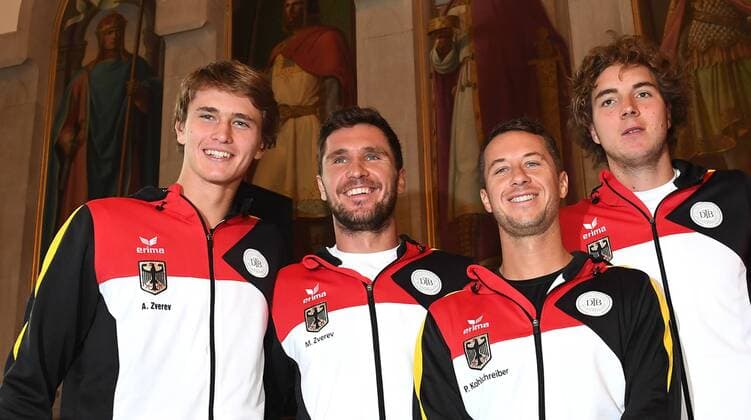 Bilder des Tages - SPORT German Team at the official Draw from left: Alexander Zverev,Mischa Zverev,Philipp Kohlschreiber, Jan Lennard Struff,