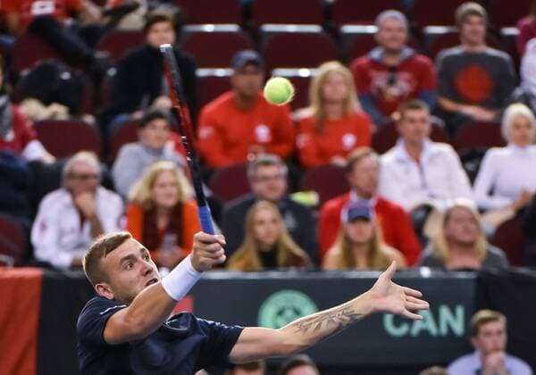 February 3, 2017 - Ottawa, Ontario, Canada - OTTAWA, ON - FEBRUARY 3: Daniel Evans of Great Britain in action during Davis Cup World Group tie between Canada and Great Britain at TD Place Arena on February 3, 2017 in Ottawa, Ontario, Canada...PHOTO: Tennis: Canada v GB: Davis Cup by BNP Paribas World Group First Round - ZUMAk120 20170203_zap_k120_014 Copyright: xStevexKingsmanx