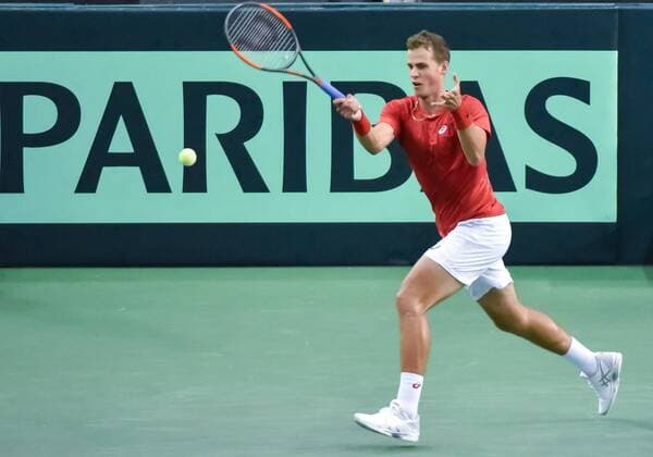 February 3, 2017 - Ottawa, Ontario, Canada - OTTAWA, ON - FEBRUARY 3: Vasek Pospisil of Canada in action during Davis Cup World Group tie between Canada and Great Britain at TD Place Arena on February 3, 2017 in Ottawa, Ontario, Canada...PHOTO: Tennis: Canada v GB: Davis Cup by BNP Paribas World Group First Round - ZUMAk120 20170203_zap_k120_037 Copyright: xStevexKingsmanx
