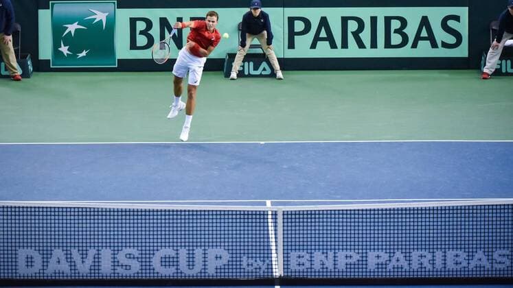 February 3, 2017 - Ottawa, Ontario, Canada - OTTAWA, ON - FEBRUARY 3: Vasek Pospisil of Canada in action during Davis Cup World Group tie between Canada and Great Britain at TD Place Arena on February 3, 2017 in Ottawa, Ontario, Canada...PHOTO: Tennis: Canada v GB: Davis Cup by BNP Paribas World Group First Round - ZUMAk120 20170203_zap_k120_043 Copyright: xStevexKingsmanx