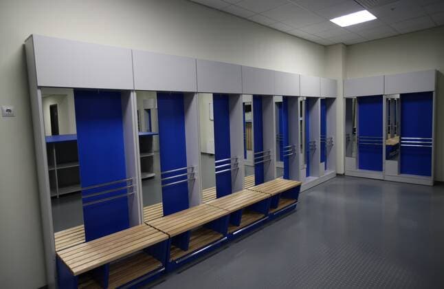 FIFA 2018. The new stadium on Krestovsky island. St. Petersburg arena . locker room players.