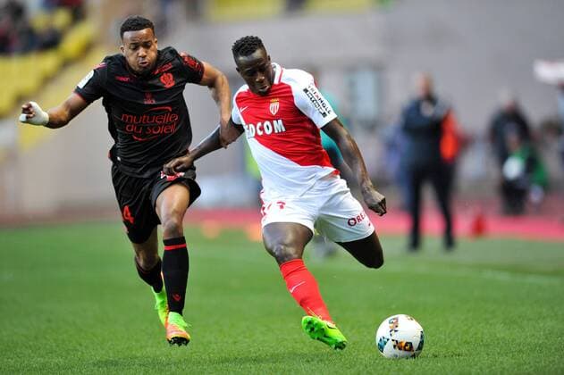 23 Benjamin MENDY (mon) - 14 Alassane PLEA (nice) - Fussball Frankreich, Ligue 1, AS Monaco vs. OGC Nice - 04 02 2017 FEP Panoramic 