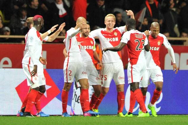 09 RADAMEL FALCAO (mon) - 25 KAMIL GLIK (mon) - 19 DJIBRIL SIDIBE (mon) - Fussball Frankreich, Ligue 1, AS Monaco vs. OGC Nice - 04 02 2017 FEP Panoramic 