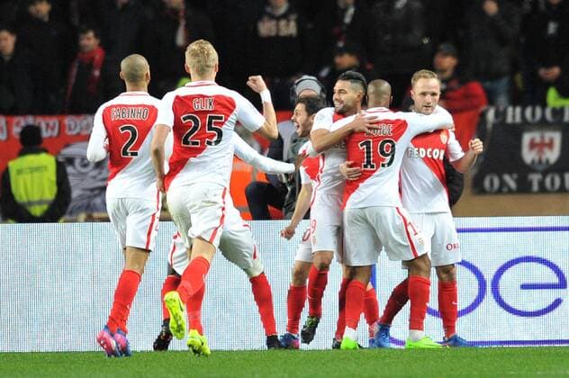 09 RADAMEL FALCAO (mon) - 18 VALERE GERMAIN (mon) - 10 BERNARDO SILVA (mon) - Fussball Frankreich, Ligue 1, AS Monaco vs. OGC Nice - 04 02 2017 FEP Panoramic 