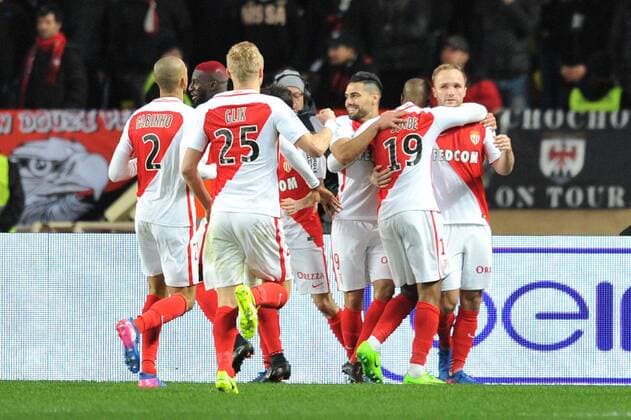 09 RADAMEL FALCAO (mon) - 18 VALERE GERMAIN (mon) - Fussball Frankreich, Ligue 1, AS Monaco vs. OGC Nice - 04 02 2017 FEP Panoramic 