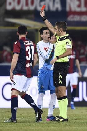 Jose Maria Callejon red card Bologna 04-02-2016 Stadio Dall Ara. Football Calcio Serie A 2016 2017 FC Bologna - SSC Napoli.