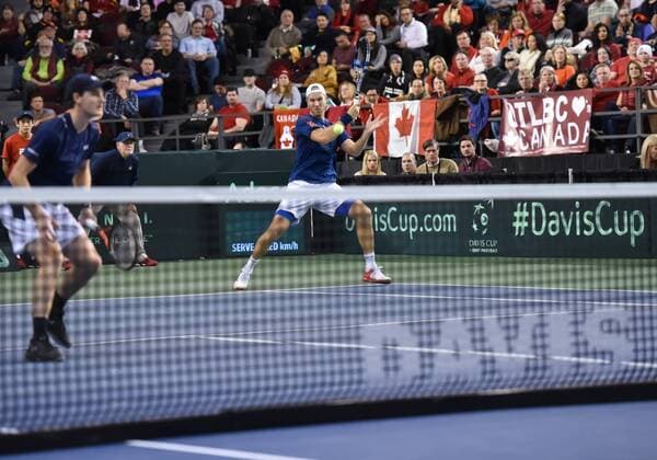 February 4, 2017 - Ottawa, Ontario, Canada - OTTAWA, ON - FEBRUARY 4: Dominic Inglot of Great Britain in action during their doubles match against Canada on day 2 of the Davis Cup World Group tie between Canada and Great Britain at TD Place Arena on February 4, 2017 in Ottawa, Ontario, Canada...PHOTO: Tennis: Canada v GB: Davis Cup by BNP Paribas World Group First Round - ZUMAk120 20170204_zap_k120_052 Copyright: xStevexKingsmanx