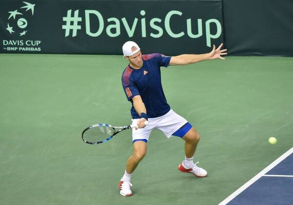February 4, 2017 - Ottawa, Ontario, Canada - OTTAWA, ON - FEBRUARY 4: Dominic Inglot of Great Britain in action during their doubles match against Canada on day 2 of the Davis Cup World Group tie between Canada and Great Britain at TD Place Arena on February 4, 2017 in Ottawa, Ontario, Canada...PHOTO: Tennis: Canada v GB: Davis Cup by BNP Paribas World Group First Round - ZUMAk120 20170204_zap_k120_060 Copyright: xStevexKingsmanx