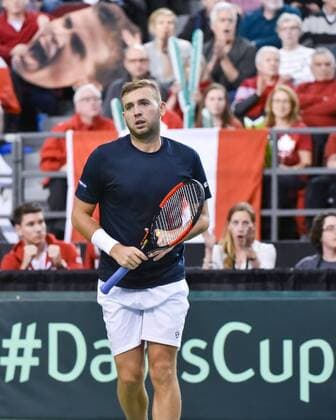 February 5, 2017 - Ottawa, Ontario, Canada - OTTAWA, ON - FEBRUARY 5: Daniel Evans of Great Britain in action during his singles match against Vasek Pospisil in day three of the Davis Cup World Group tie between Canada and Great Britain at TD Place Arena on February 5, 2017 in Ottawa, Ontario, Canada. Tennis: Canada v GB: Davis Cup by BNP Paribas World Group First Round - ZUMAk120 20170205_zap_k120_007 Copyright: xStevexKingsmanx