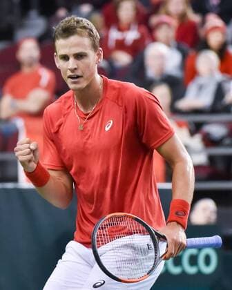 February 5, 2017 - Ottawa, Ontario, Canada - OTTAWA, ON - FEBRUARY 5: Vasek Pospisil of Canada in action during his singles match against Daniel Evans on day three of the Davis Cup World Group tie between Canada and Great Britain at TD Place Arena on February 5, 2017 in Ottawa, Ontario, Canada. Tennis: Canada v GB: Davis Cup by BNP Paribas World Group First Round - ZUMAk120 20170205_zap_k120_009 Copyright: xStevexKingsmanx