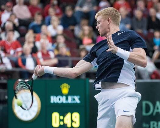 February 5, 2017 - Ottawa, Ontario, Canada - OTTAWA, ON - FEBRUARY 5: Kyle Edmund of Great Britain in action during his singles match against Canada on day three of the Davis Cup World Group tie between Canada and Great Britain at TD Place Arena on February 5, 2017 in Ottawa, Ontario, Canada. Tennis: Canada v GB: Davis Cup by BNP Paribas World Group First Round - ZUMAk120 20170205_zap_k120_053 Copyright: xStevexKingsmanx