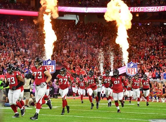 Atlanta Falcons take the field before the New England Patriots play the Falcons in Super Bowl LI at NRG Stadium in Houston on February 5, 2017.  SBP20170205417 KEVINxDIETSCH